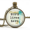 Hope Lives Here Inspirational Quote Necklace