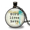 Hope Lives Here Inspirational Quote Necklace